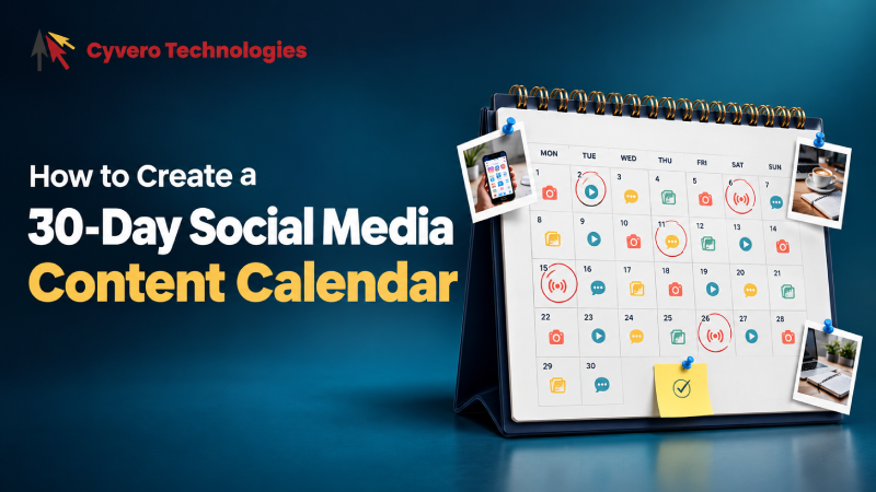 How to create a 30-day social media content calendar to plan posts, organize content ideas, schedule publications, and improve audience engagement.